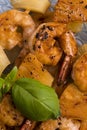 Skewer shrimp with pineapple Royalty Free Stock Photo