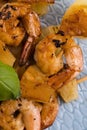 Skewer shrimp with pineapple Royalty Free Stock Photo