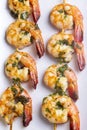 Skewered grilled shrimp with sauce