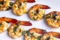 Skewered grilled shrimp with sauce