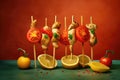 Skewered Kebab with Fresh Fruit and Vegetables