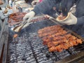 Skewered Meat, Grilled Meat Served On A Pita Royalty Free Stock Photo