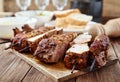 Skewered meat or shish kebabs of pork in marinade Royalty Free Stock Photo