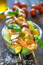 Skewered Tiger Prawns with fresh salad