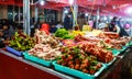 Skewers fried meat on a grill