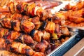 Skewers of grilled meat and vegetables Royalty Free Stock Photo