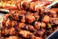 Skewers of grilled meat and vegetables Royalty Free Stock Photo