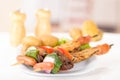 Skewers shish kebab sticks grilled meat chicken Royalty Free Stock Photo