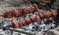 Skewers of traditional Espetada da Madeira