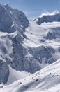 Ski area on Rettenbach Glacier, Solden, Austria Royalty Free Stock Photo