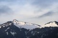 Ski area at the reuttener hahnenkamm in winter with gentle clouds