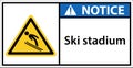 ski area,skiing sport,please be careful.sign notice Royalty Free Stock Photo