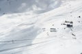 Ski area in the snow on the zugspitze glacier with lift, cable car and slopes in the alps between germany and austria near Royalty Free Stock Photo