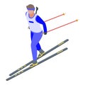 Ski biathlon icon, isometric style