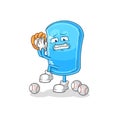 Ski board baseball pitcher cartoon. cartoon mascot vector