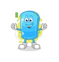 Ski board full battery character. cartoon mascot vector