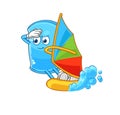 Ski board windsurfing character. mascot vector