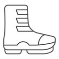 Ski boot thin line icon. Boots on buckle vector illustration isolated on white. Footwear outline style design, designed