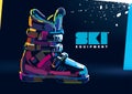 Ski boots. Banner in a digital painting