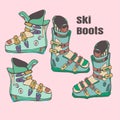 Ski boots handmade illustration