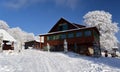 Ski cabin in beautiful landscape in Alps