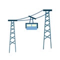 Ski cable lift icon for ski and winter sports. Design for tourist catalog, flyer