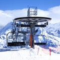 Ski chair-lift arrival Royalty Free Stock Photo
