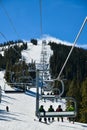 Ski chair lift at Breckenridge ski resort in winter time