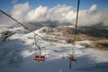 Ski chairlift and cloudy Royalty Free Stock Photo