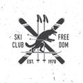 Ski club concept with wolf Royalty Free Stock Photo