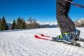 Ski detail on ski resort slope Royalty Free Stock Photo