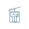 Ski elevator line icon concept. Ski elevator flat vector symbol, sign, outline illustration.