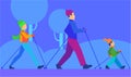 Ski with Family Colorful Concept in Flat Design