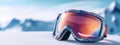 Ski Goggles Reflecting Alpine Glory. Generative ai