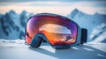 Ski Goggles Reflecting Alpine Glory. Generative ai