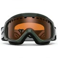 Ski goggles with a robust design feature dark green frames and a wide orange-tinted Royalty Free Stock Photo