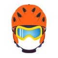 Ski helmet, snowboard glasses, goggles in flat style. Extreme sports.