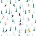 Ski Hill Seamless Pattern Royalty Free Stock Photo