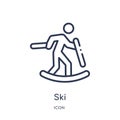 Ski icon from olympic games outline collection. Thin line ski icon isolated on white background Royalty Free Stock Photo