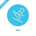 ski icon vector from seasons collection. Thin line ski outline icon vector  illustration. Linear symbol for use on web and mobile Royalty Free Stock Photo