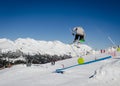 Ski jump in Pas de la Casa, Grandvalira, Andorra. Extrema winter sports Royalty Free Stock Photo