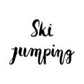 Ski jumping black lettering text