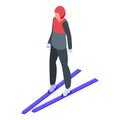 Ski jumping icon isometric vector. Winter skier