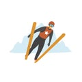 Ski jumping winter sport isolated cartoon vector illustration Royalty Free Stock Photo