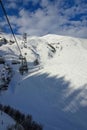 Ski lift above the slopes in Austria Royalty Free Stock Photo