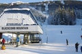 Ski lift at Blackcomb mountain base Royalty Free Stock Photo