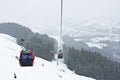 Ski lift cabins against of Kirhberg