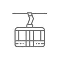 Ski lift, cable car, cabin cableway line icon.
