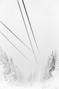 Ski lift cables lost in mist Royalty Free Stock Photo