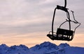 Ski lift chair on mountains Royalty Free Stock Photo